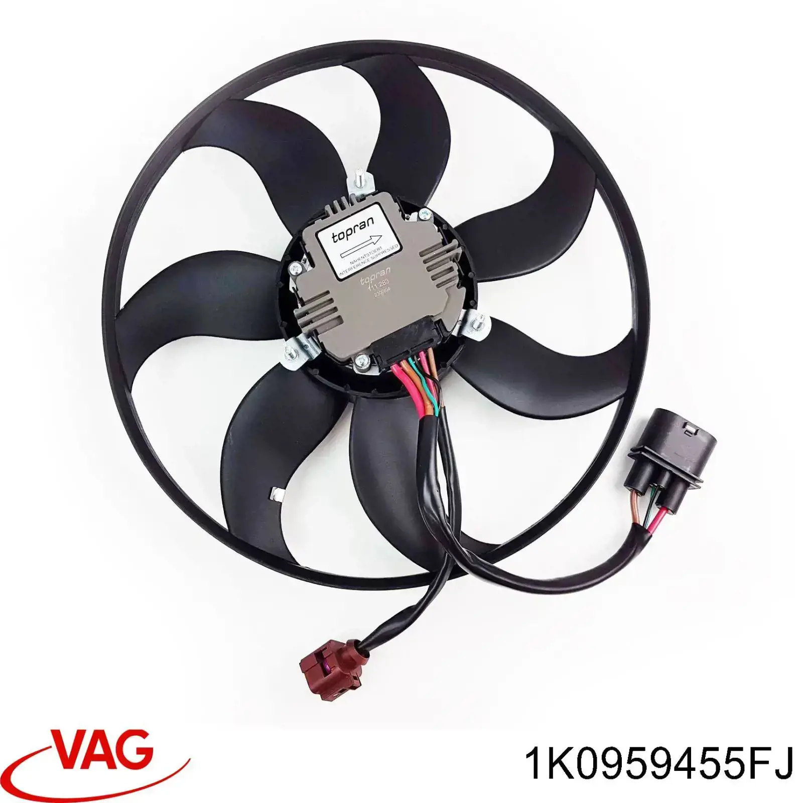 1K0959455FJ VAG Wentylator elektryczny układu chłodzenia, kompletny (silnik+wirnik) lewy