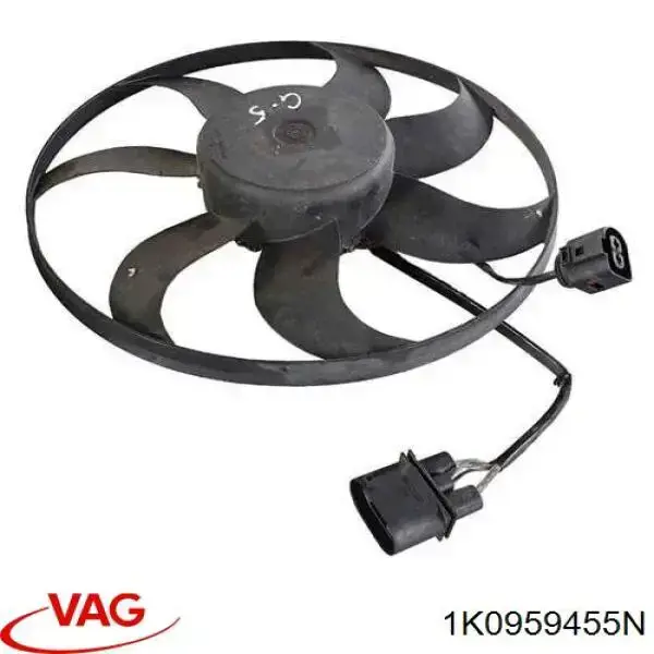 1K0959455N VAG Wentylator elektryczny układu chłodzenia, kompletny (silnik+wirnik) lewy