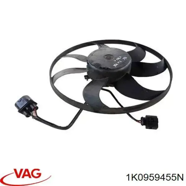 Do koszyka 1K0959455N VAG Wentylator elektryczny układu chłodzenia, kompletny (silnik+wirnik) lewy