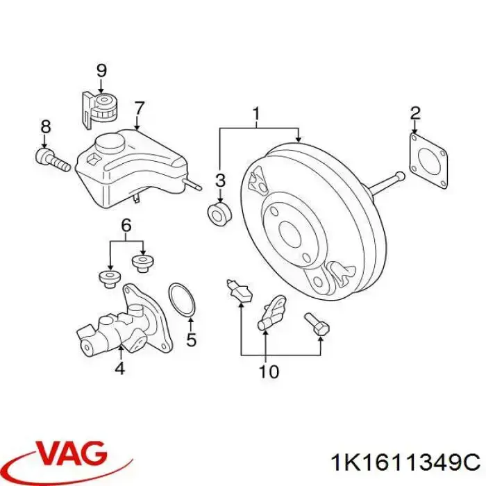 1K1611349C VAG Pokrywa zbiornika głównego cylindra hamulcowego