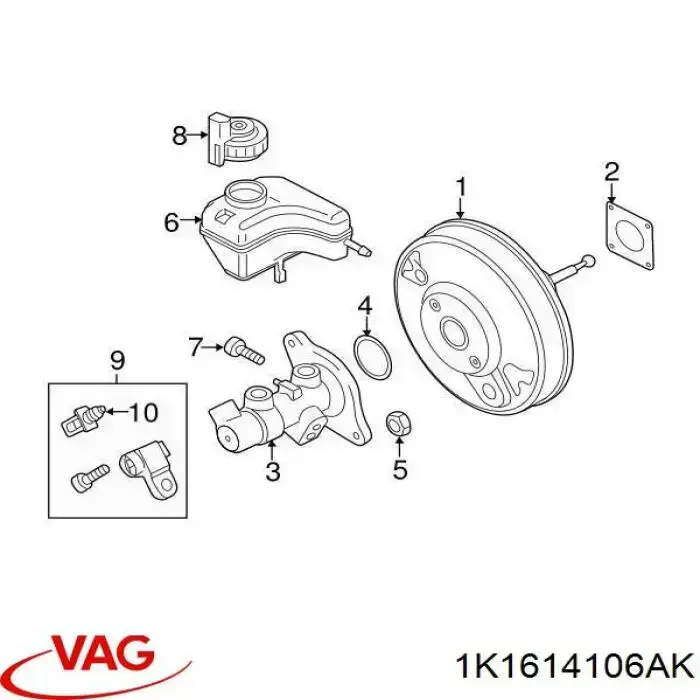 1K1614106AD VAG Wzmacniacz próżniowy hamulców