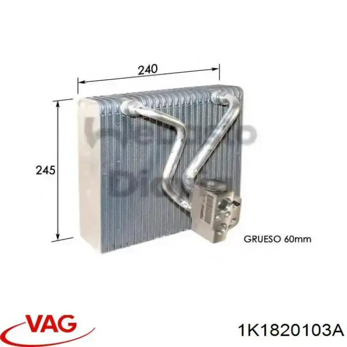 Parownik klimatyzacji VAG 1K1820103A cena, od 59,59 USD