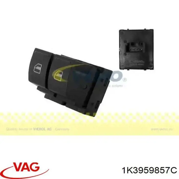 Panel przyciskowy sterowania podnośnikiem szyby przedni lewy VAG 1K3959857C cena, od 15,10 USD
