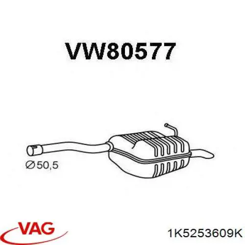 1K5253609K VAG Tłumik, tylna część