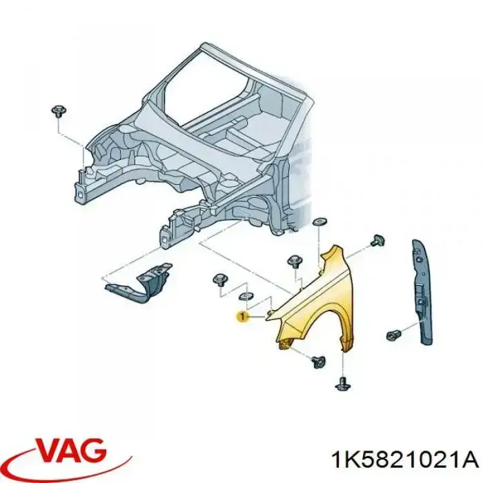 Błotnik przedni lewy VAG 1K5821021A cena, od 73,77 USD