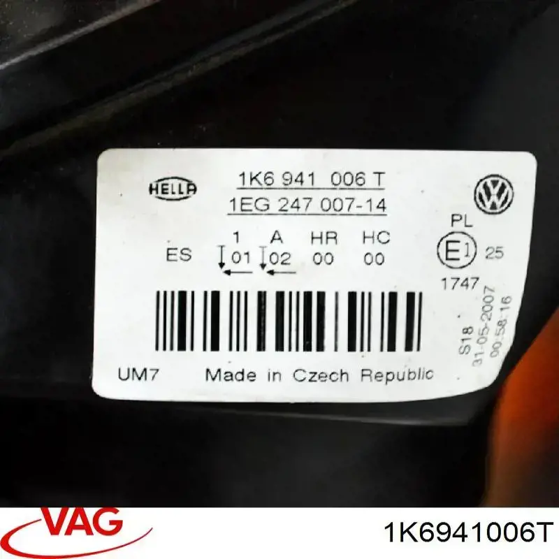 1K6941006T VAG Reflektor prawy