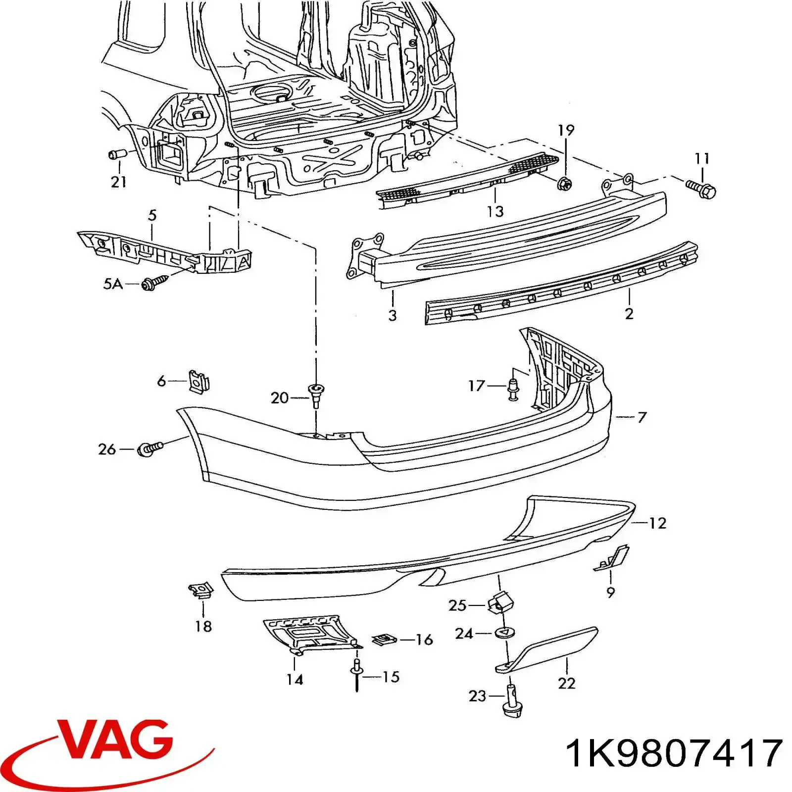 1K9807417 VAG Zderzak tylny