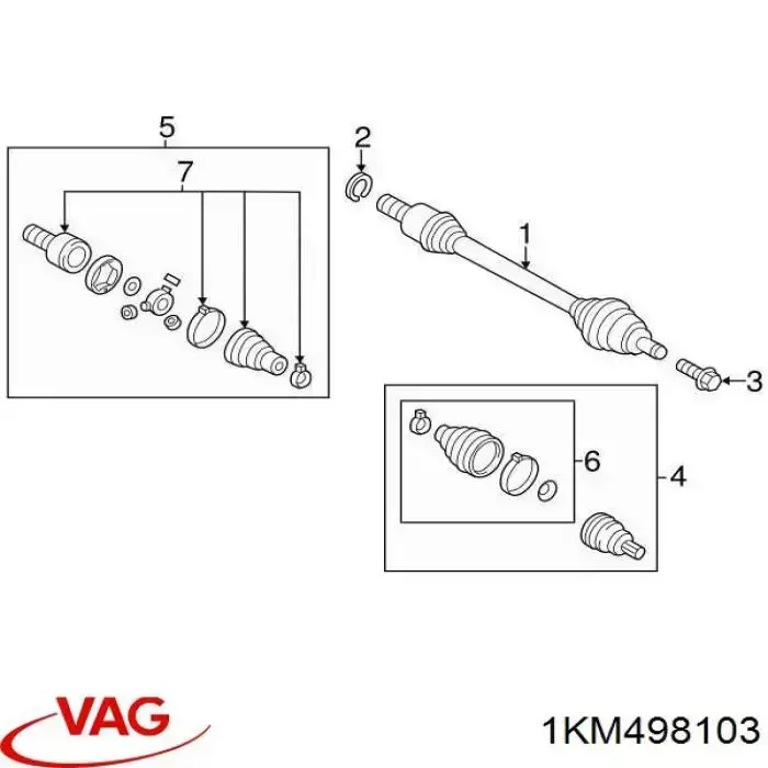 1KM498103 VAG Przegub homokinetyczny przedni wewnętrzny