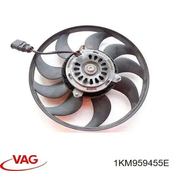 Do koszyka 1KM959455E VAG Wentylator elektryczny układu chłodzenia, kompletny (silnik+wirnik) prawy