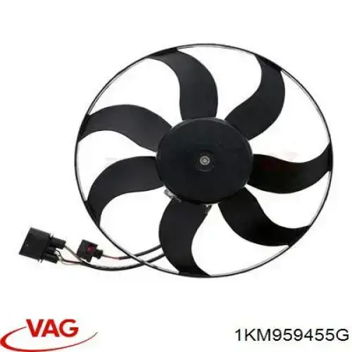 1KM959455G VAG Wentylator elektryczny układu chłodzenia, kompletny (silnik+wirnik) lewy