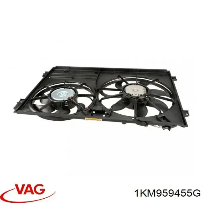 Do koszyka 1KM959455G VAG Wentylator elektryczny układu chłodzenia, kompletny (silnik+wirnik) lewy