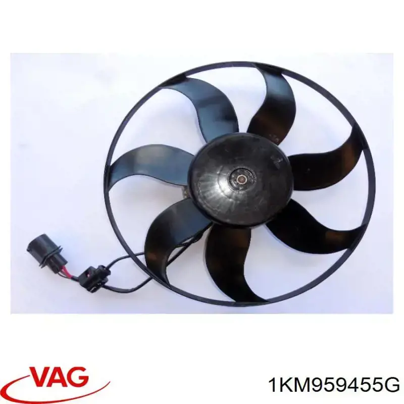 Do koszyka 1KM959455G VAG Wentylator elektryczny układu chłodzenia, kompletny (silnik+wirnik) lewy