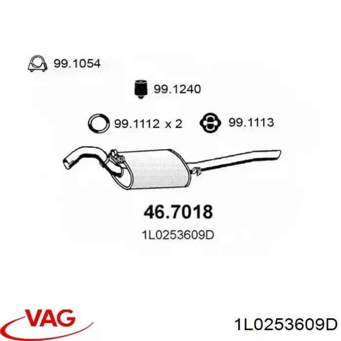 1L0253609D VAG Tłumik, tylna część