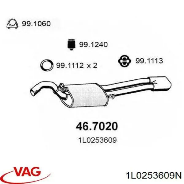 Tłumik, tylna część do Seat Toledo I 1L