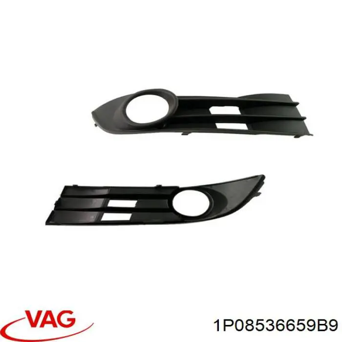 Do koszyka 1P0853665G9B9 VAG Zaślepka (kratki) lamp przeciwmgielnych zderzaka przedniego lewa