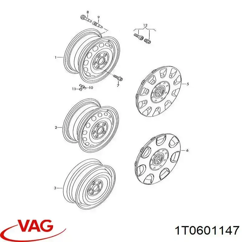 Kołpak do obręczy koła VAG 1T0601147RGZ cena, od 56,98 USD
