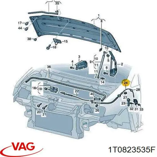 Linka otwierania maski tylna VAG 1T0823535F cena, od 22,83 USD