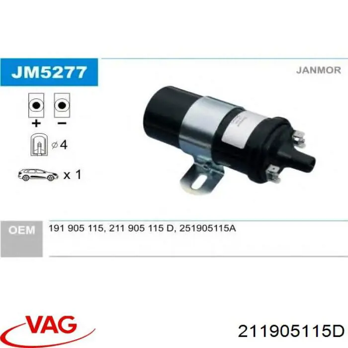 Do koszyka 211905115D VAG Cewka zapłonowa