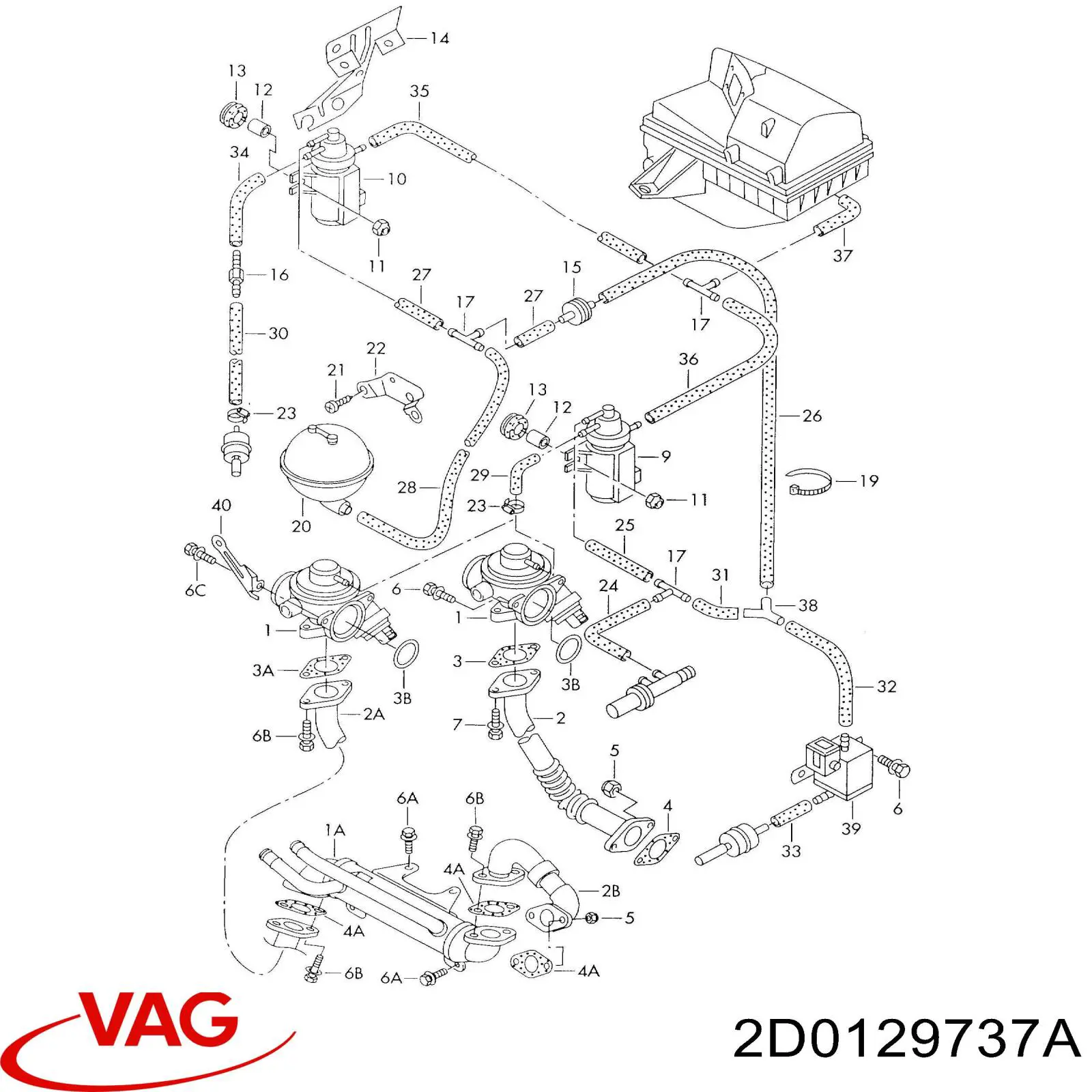 2D0129737A VAG Króciec wentylacji kadłuba (separatora oleju)