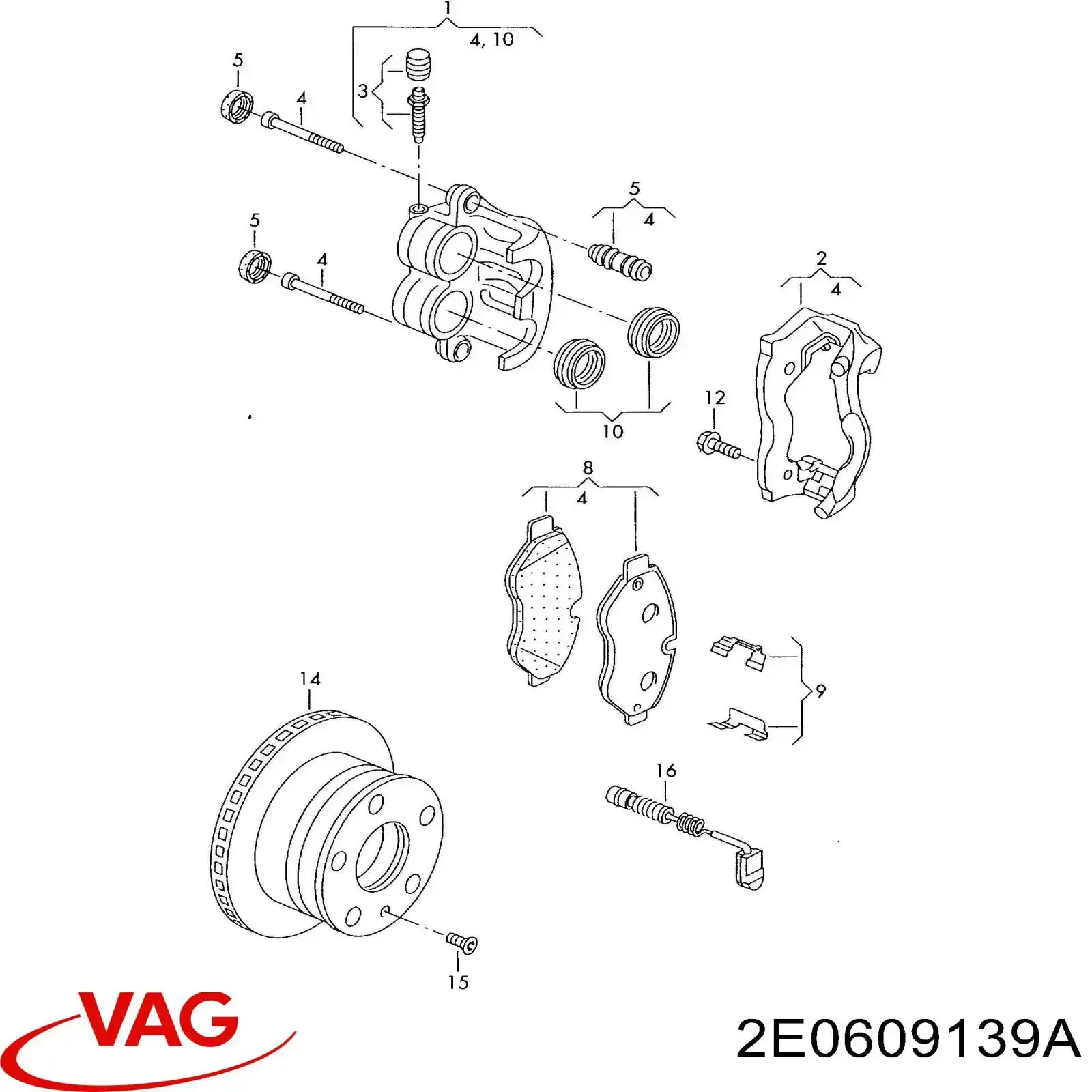 2E0609139A VAG Jarzmo zacisku hamulcowego przedniego