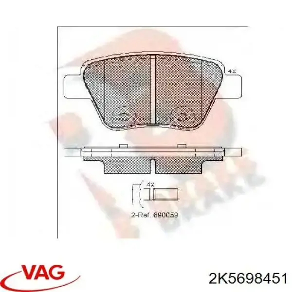 Do koszyka 2K5698451 VAG Okładziny (klocki) do hamulców tarczowych tylne