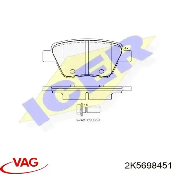 Do koszyka 2K5698451 VAG Okładziny (klocki) do hamulców tarczowych tylne