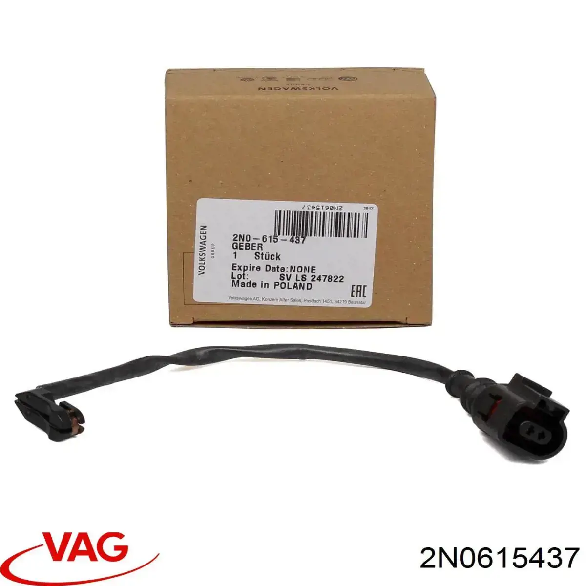 Czujnik zużycia klocków hamulcowych przedni VAG 2N0615437 cena, od 7,71 USD