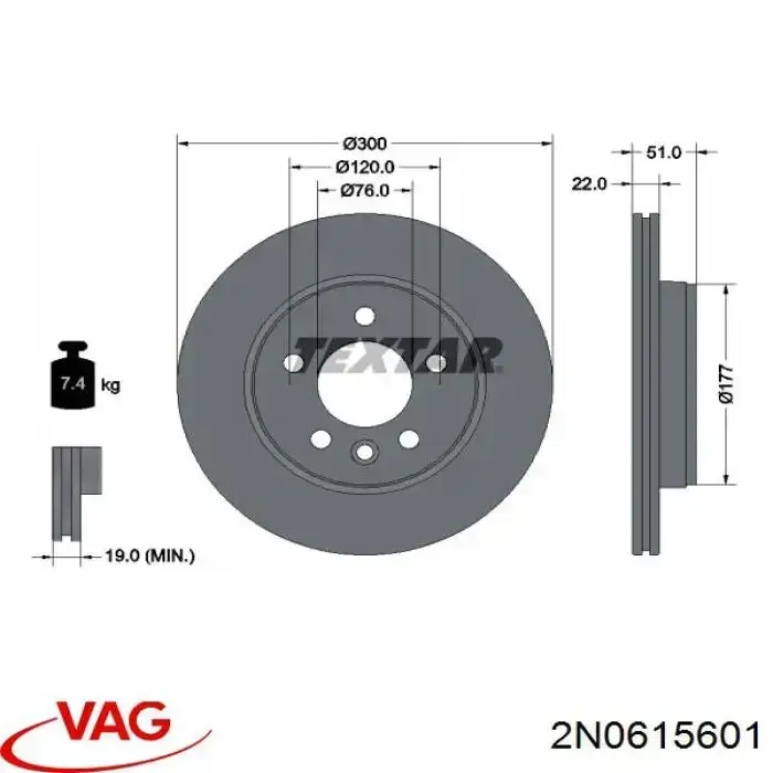 Tarcza hamulcowa tylna VAG 2N0615601 cena, od 64,70 USD