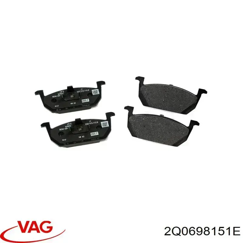 2Q0698151E VAG Klocki hamulcowe przednie tarczowe