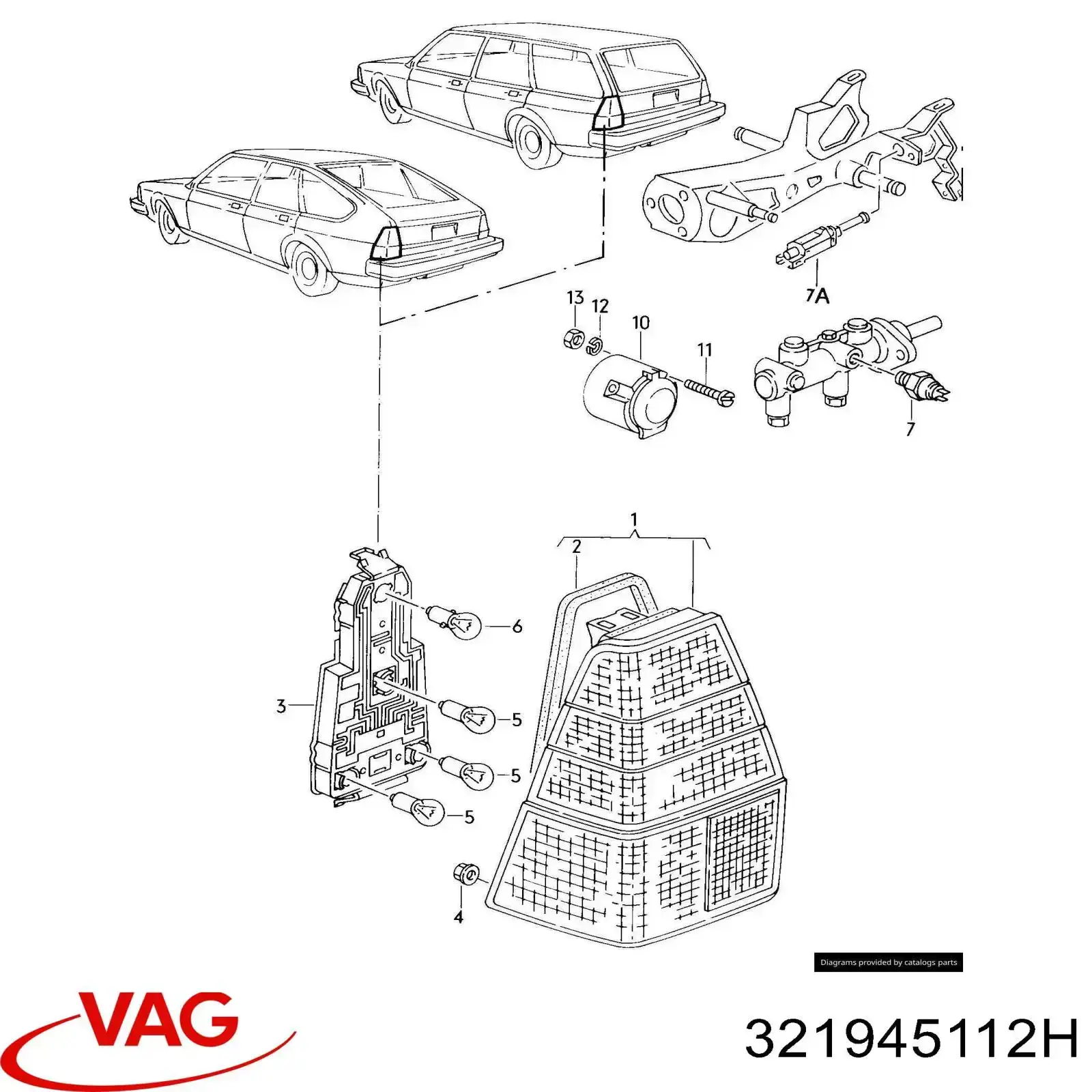 Lampa zespolona tylna prawa VAG 321945112H cena, od 59,62 USD