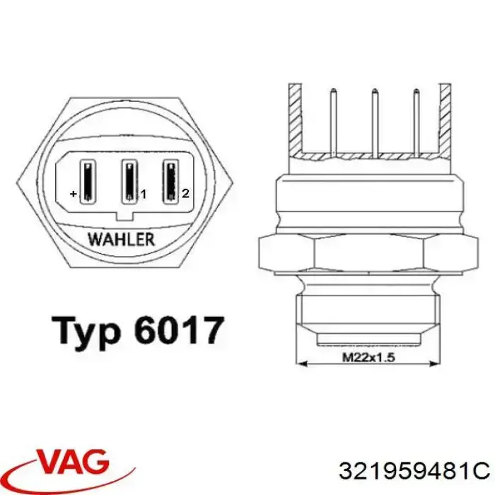 Do koszyka 321959481C VAG Czujnik temperatury płynu chłodzącego (włączenia wentylatora chłodnicy)