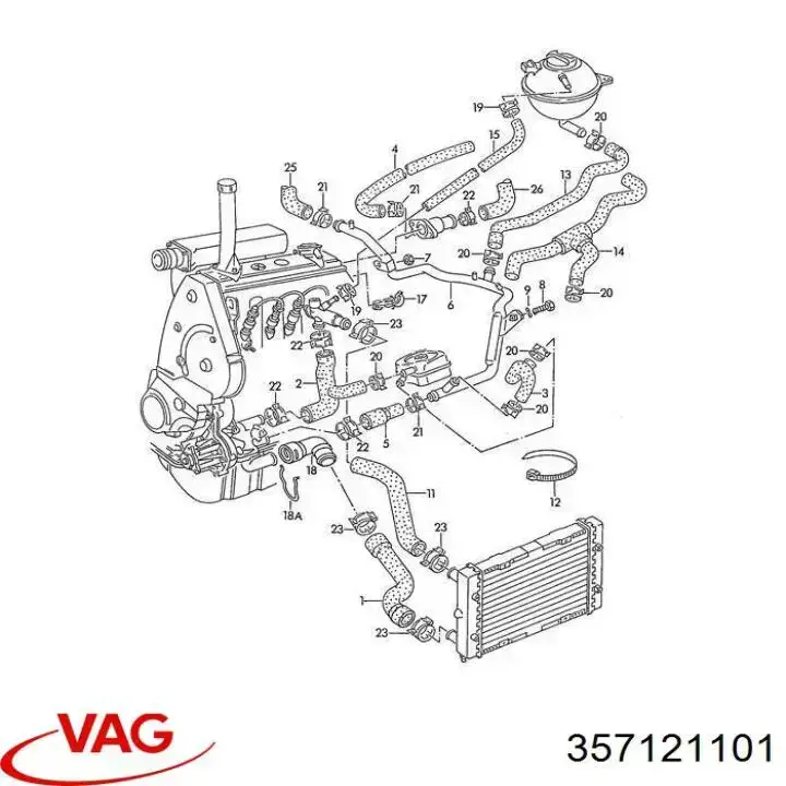 Przewód (króciec) chłodnicy górny VAG 357121101 cena, od 27,18 USD