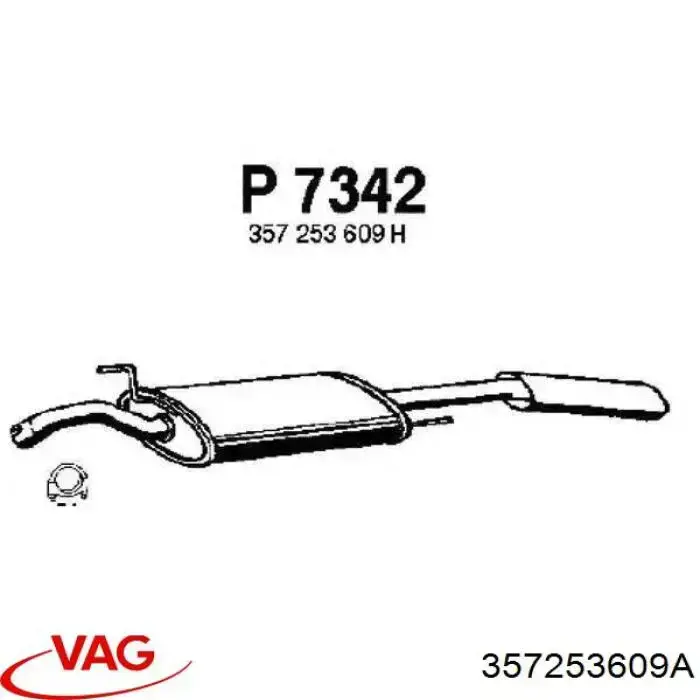 Do koszyka 357253609A VAG Tłumik, tylna część