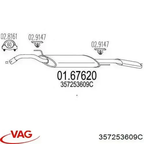 357253609C VAG Tłumik, tylna część