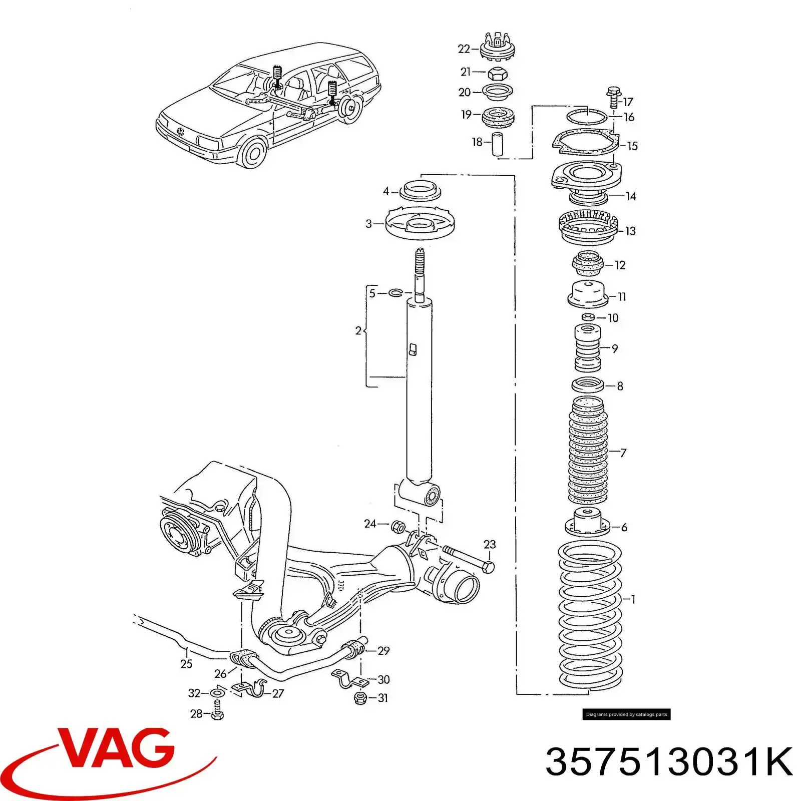 Amortyzator tylny VAG 357513031K cena, od 117,25 USD