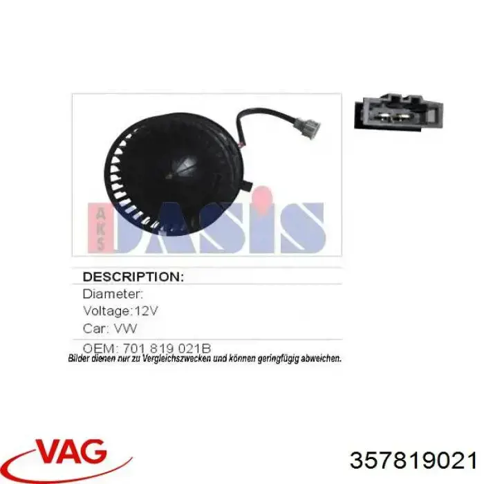 Silniczek wentylatora nagrzewnicy (ogrzewacza wnętrza) VAG 357819021 cena, od 55,05 USD