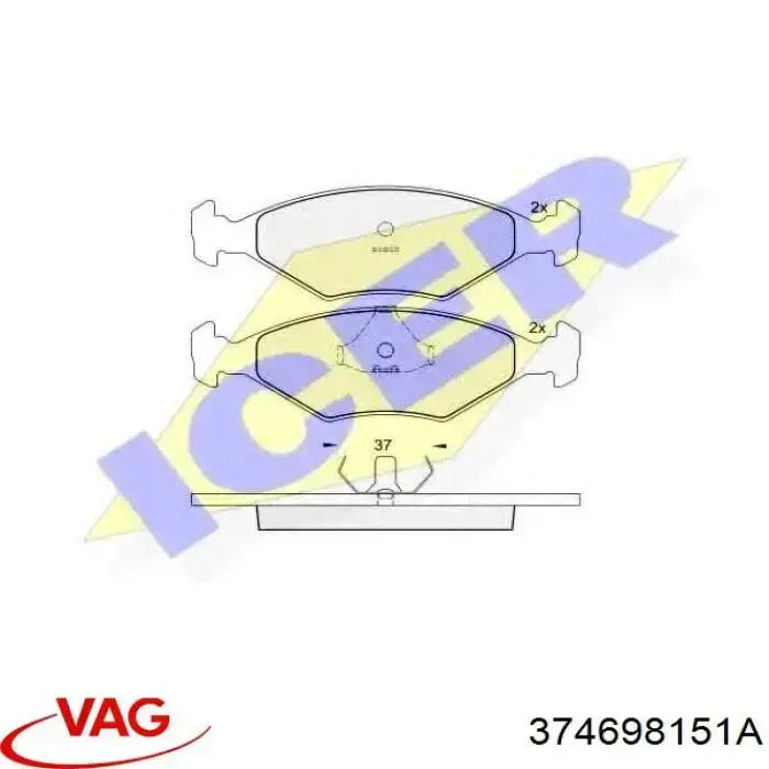 Do koszyka 374698151A VAG Klocki hamulcowe przednie tarczowe