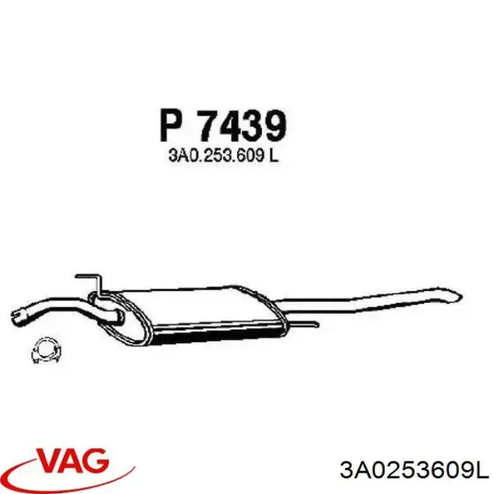 Tłumik, tylna część VAG 3A0253609L cena, od 90,50 USD