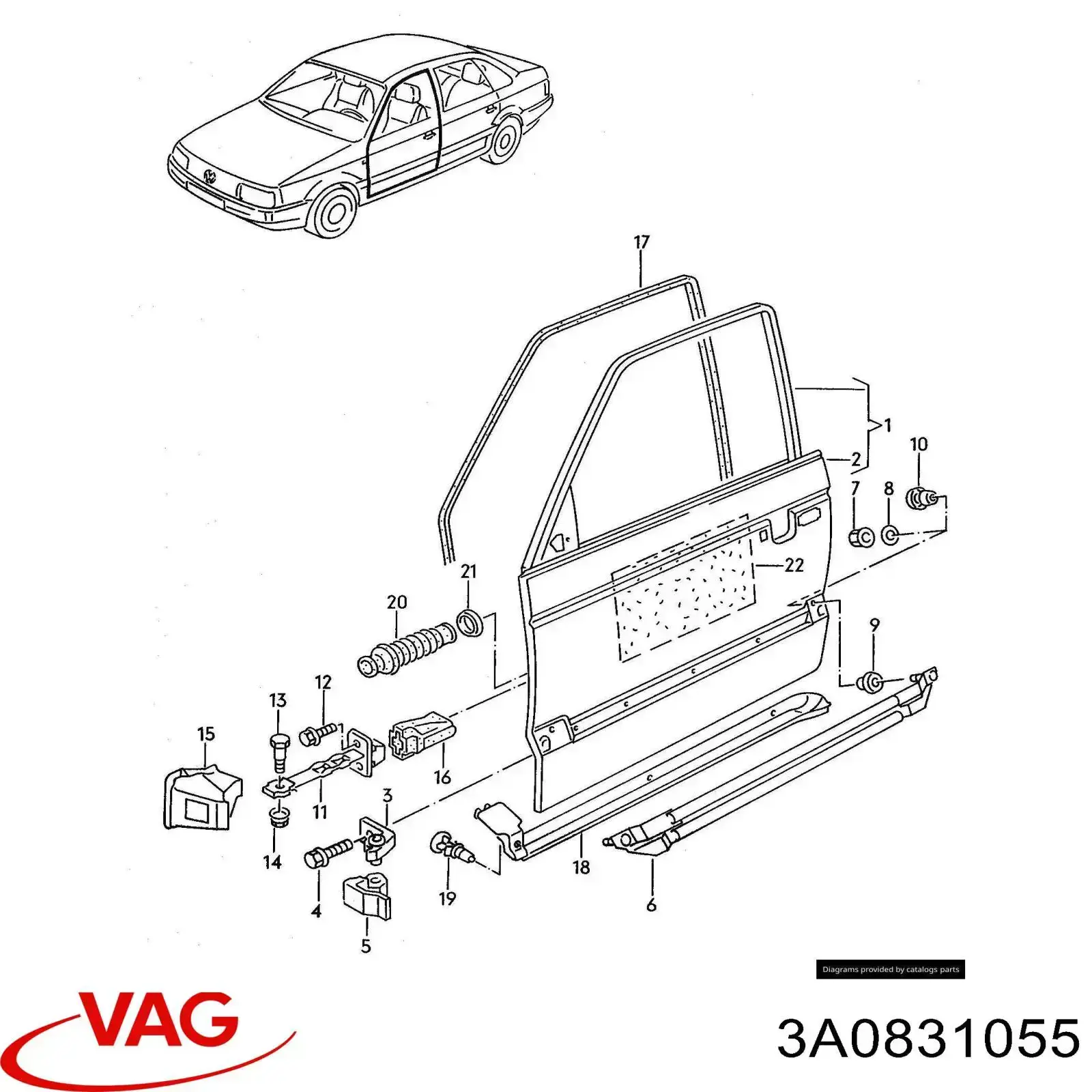 Drzwi przednie lewe do Volkswagen Passat B3, B4 3A2, 351, 312