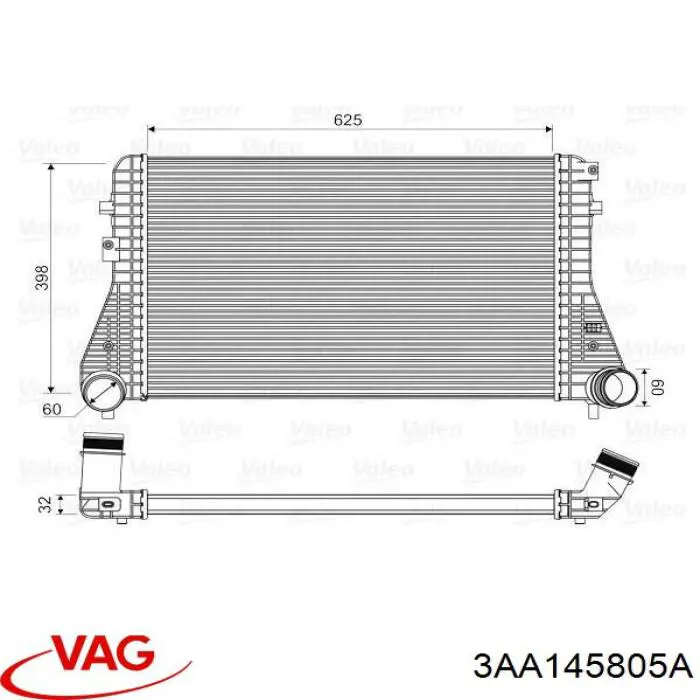 Chłodnica intercoolera VAG 3AA145805A cena, od 140,92 USD
