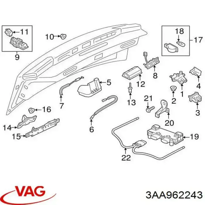 3AA962243 VAG Sterownik klapy bagażnika (3/5 drzwi tylnych)