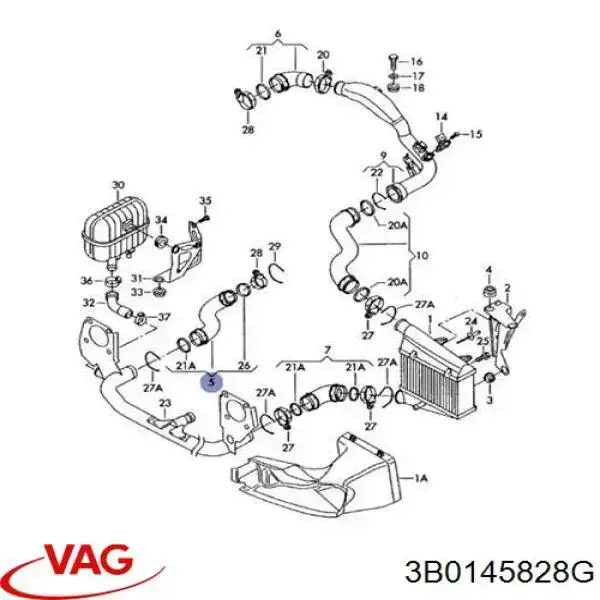 Przewód (króciec) intercoolera VAG 3B0145828G cena, od 35,74 USD