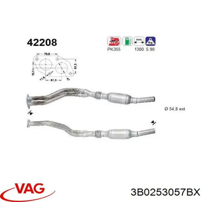 Konwerter-katalizator VAG 3B0253057BX cena, od 162,84 USD