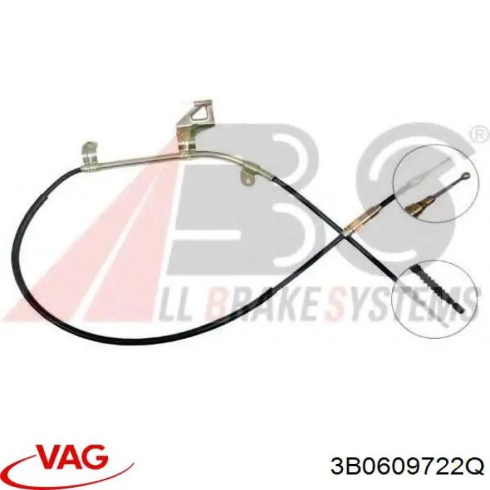 Linka hamulca ręcznego tylna prawa VAG 3B0609722Q cena, od 37,86 USD