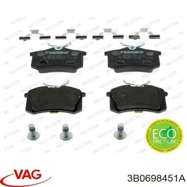 Okładziny (klocki) do hamulców tarczowych tylne VAG 3B0698451A cena, od 7,66 USD