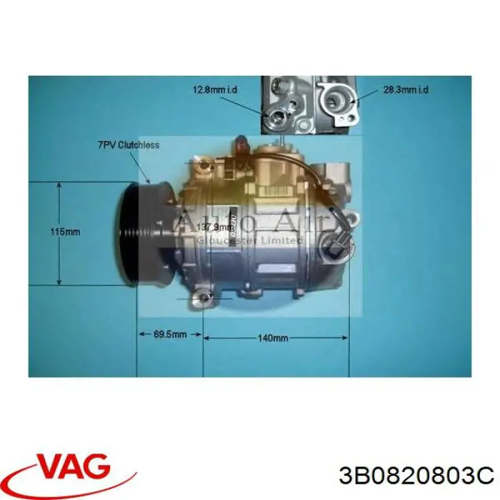 Sprężarka klimatyzacji VAG 3B0820803C cena, od 207,79 USD