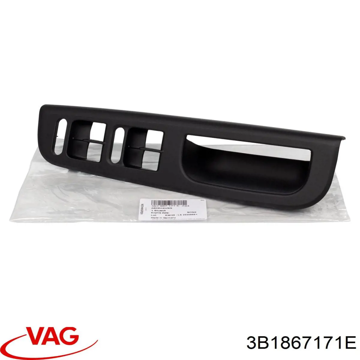 3B1867171E VAG Panel (nakładka) modułu sterowania podnośnikiem szyby przedni lewy