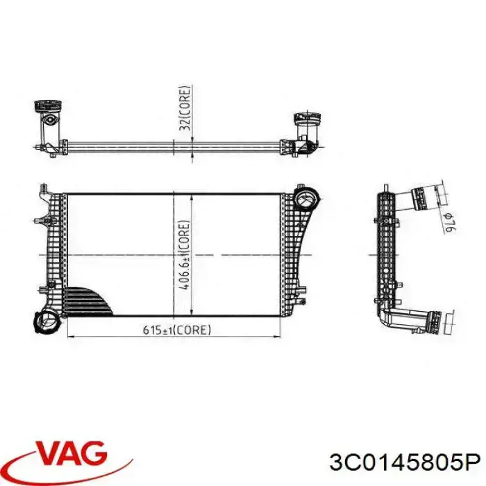 Chłodnica intercoolera VAG 3C0145805P cena, od 76,62 USD