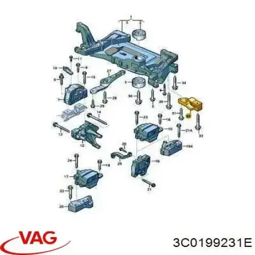 Silentblock przedniego wahacza dolnego VAG 3C0199231E cena, od 25,38 USD