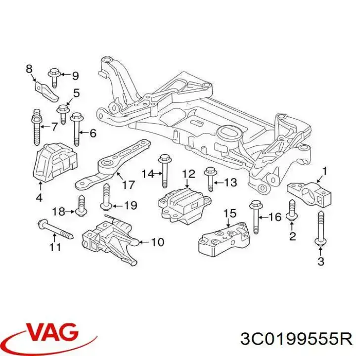 Poduszka (podpora) silnika lewa VAG 3C0199555R